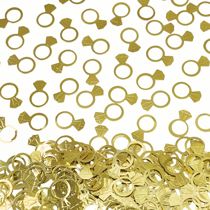 Papercraft Supply Confetti - 50 sztuk/worek Złote Diamentowe Pierścionki Konfetti