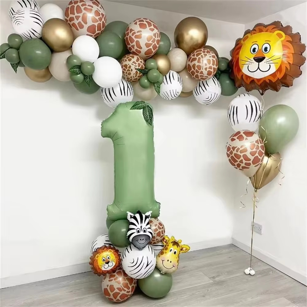 Balloon Arch Kit - Balony Urodzinowe Zwierzęta Dżungli, Balony Cyfrowe
