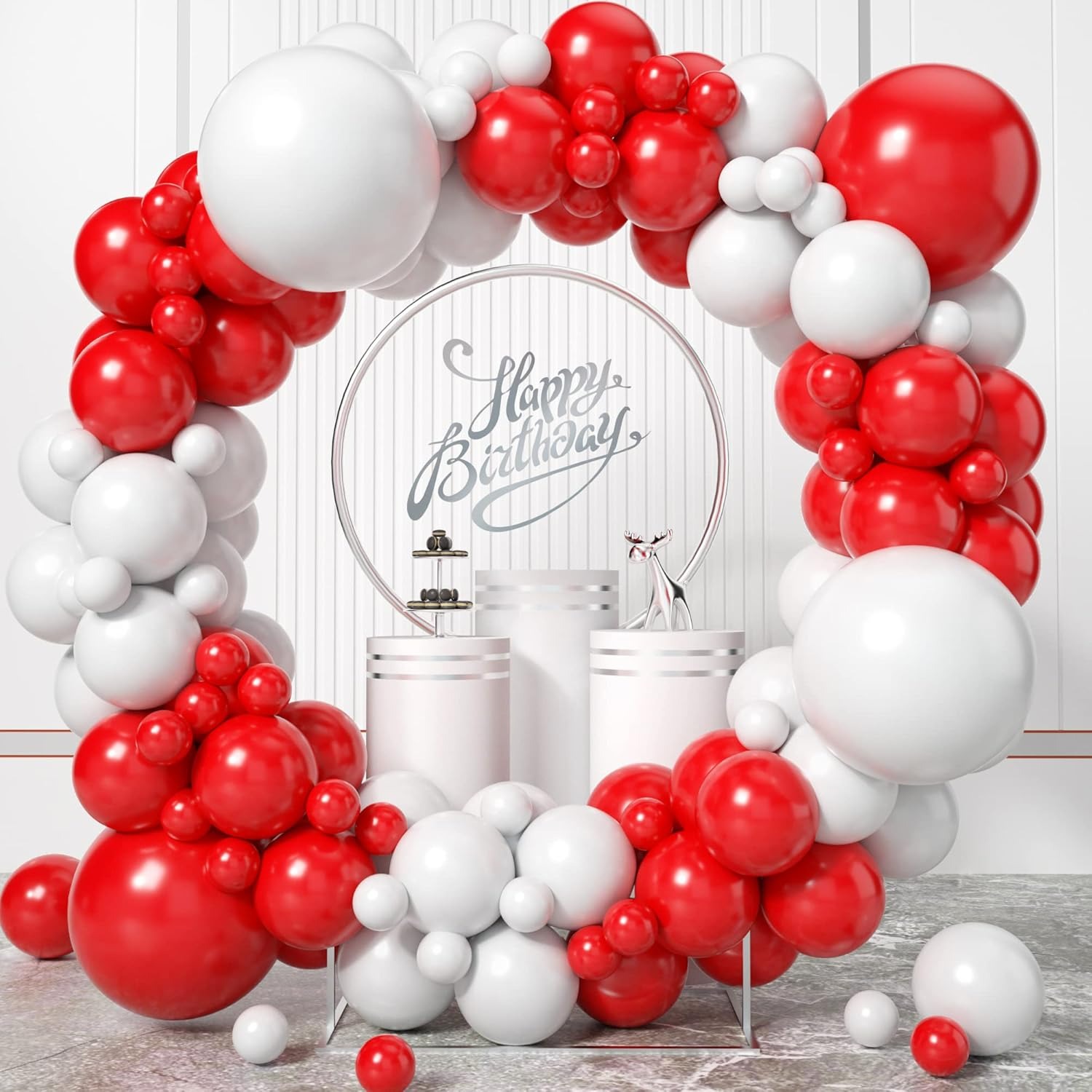 Balloon Arch Kit - 100 szt. czerwono-białych balonów w kształcie